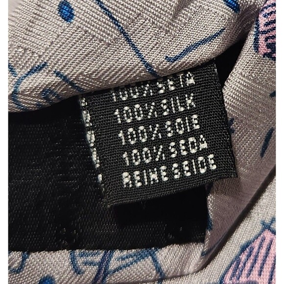 Peter Max Tie 1997 Vintage Gray Silk Classic Art Deco Stylish Man Flowers - Picture 6 of 10